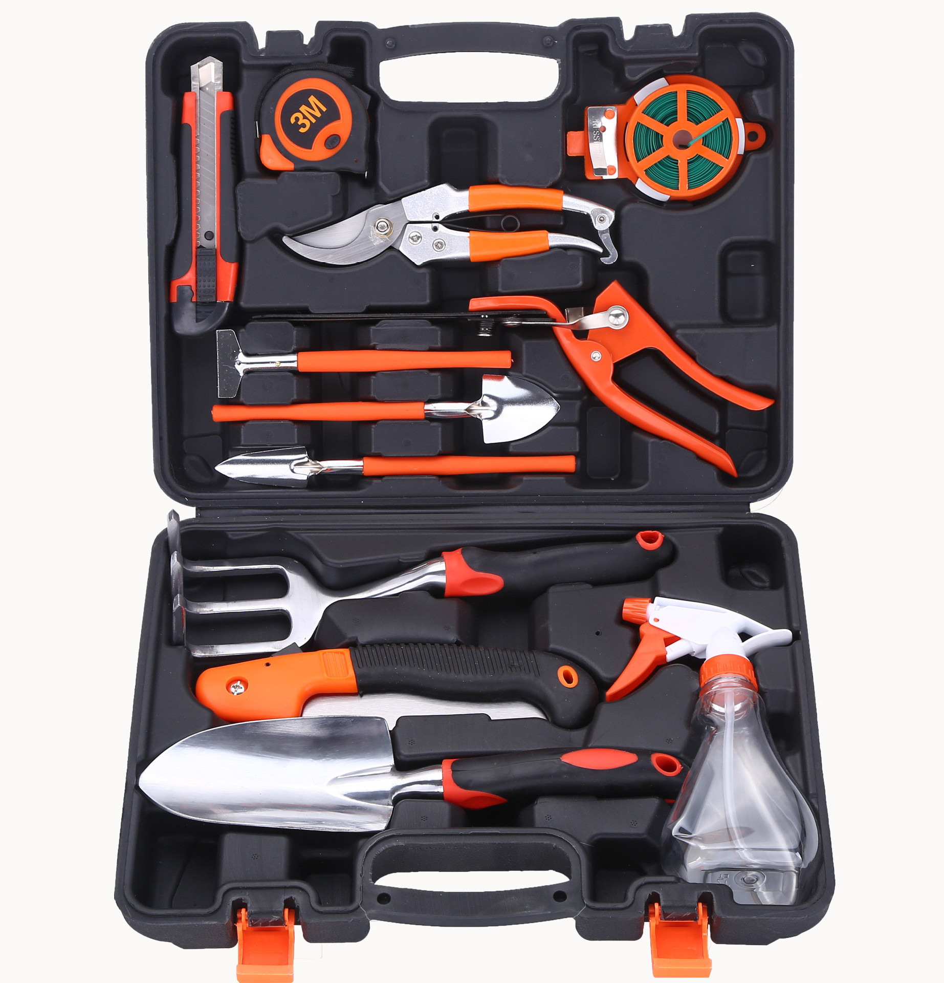 Garden Tools Set - 13 Pieces Heavy Duty Ergonomic Handle Gardening Tools with Carrying Case, Rake, Shovel, Gift for Men & Women