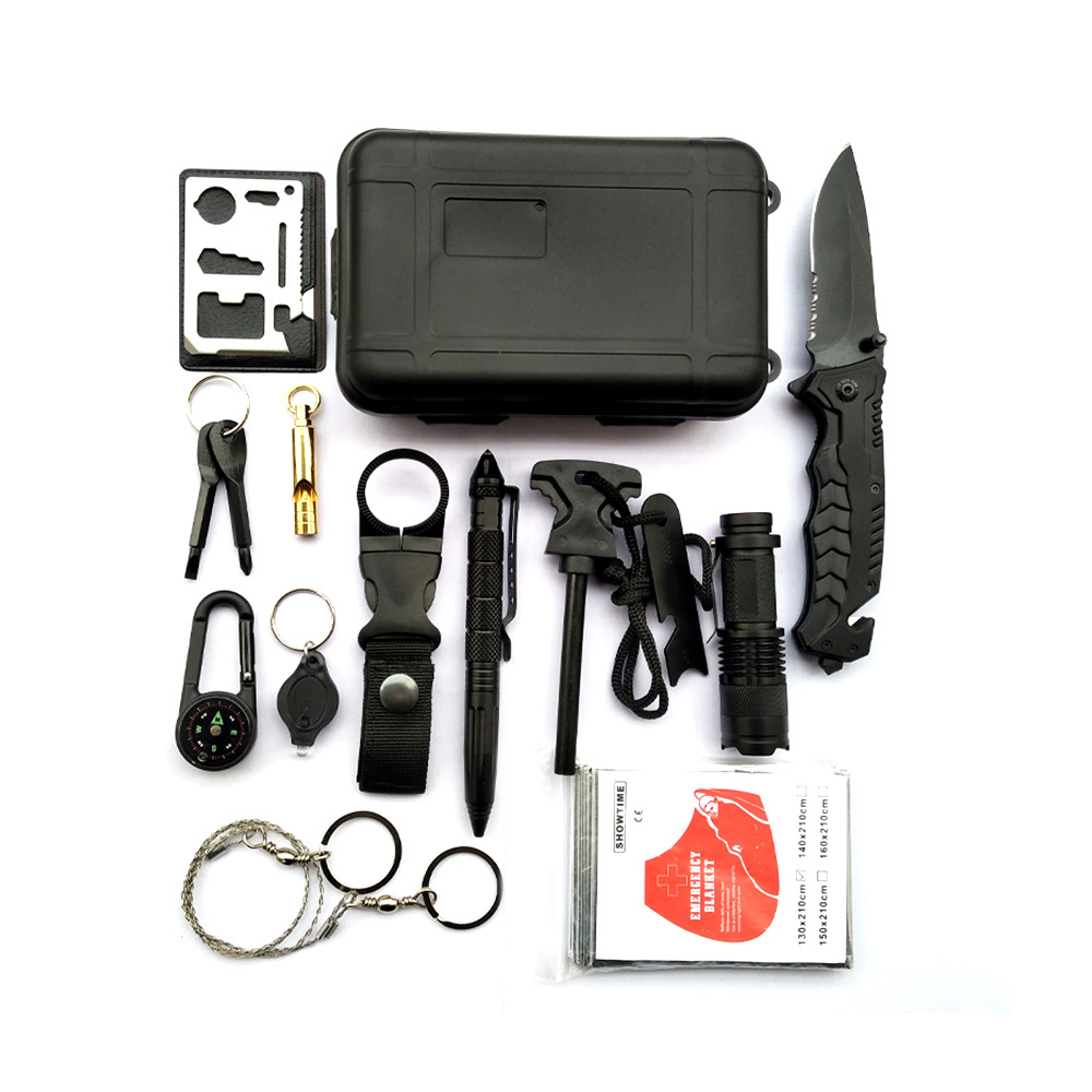 13 in 1 Emergency Survival Kit,First aid kit for Hiking/Emergency kit with Bracelet/Emergency Blanket