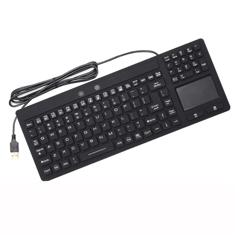 IP68 Waterproof Mini Tablet Keyboard with Backlit Touchpad USB Interface Silicone Rubber Computer Keyboard for Medical Division