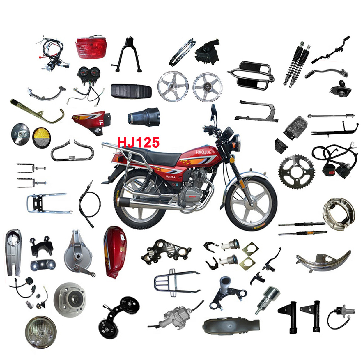 Selling all HJ125 motorcycle parts, motorcyle spare parts and accesories haojue motorcycle