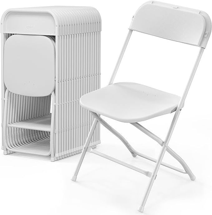 Indoor Outdoor Portable Stackable Commercial Seat with Steel Frame White Plastic Folding Chair  for Events Office Wedding