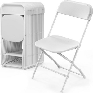 Indoor Outdoor Portable Stackable Commercial Seat with Steel Frame White Plastic Folding Chair  for Events Office Wedding