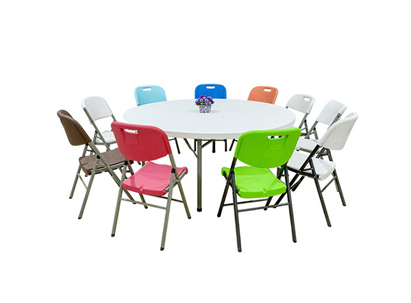 Wholesale 6ft Plastic Table Top Non foldable Folding Dinning Table Outdoor Restaurant Round Folding Table For Events Party