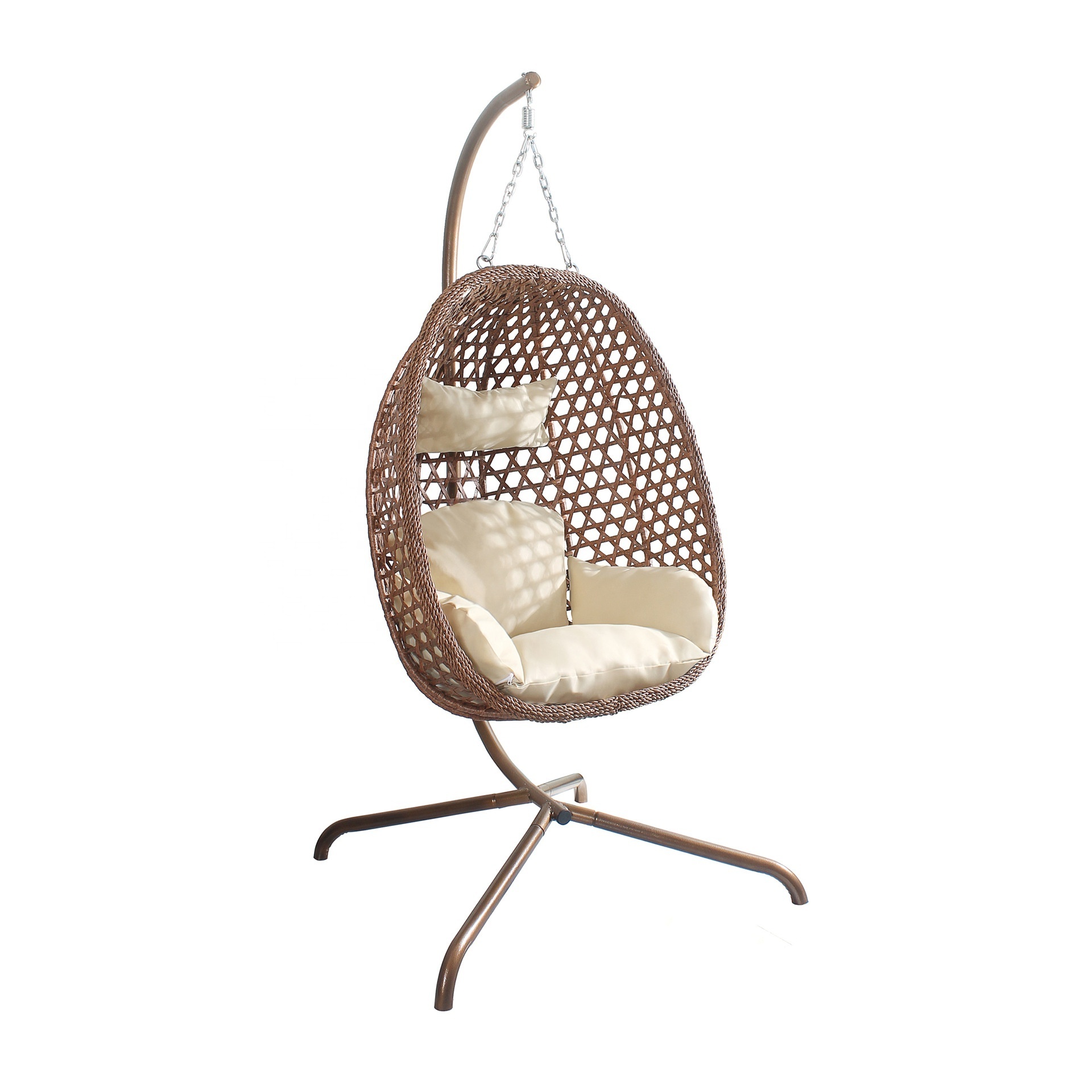 Egg Shaped Wicker Balcony Home Outdoor Indoor Hanging Egg Swing Chair Black Rattan PE Patio Swing Modern Patio Swings