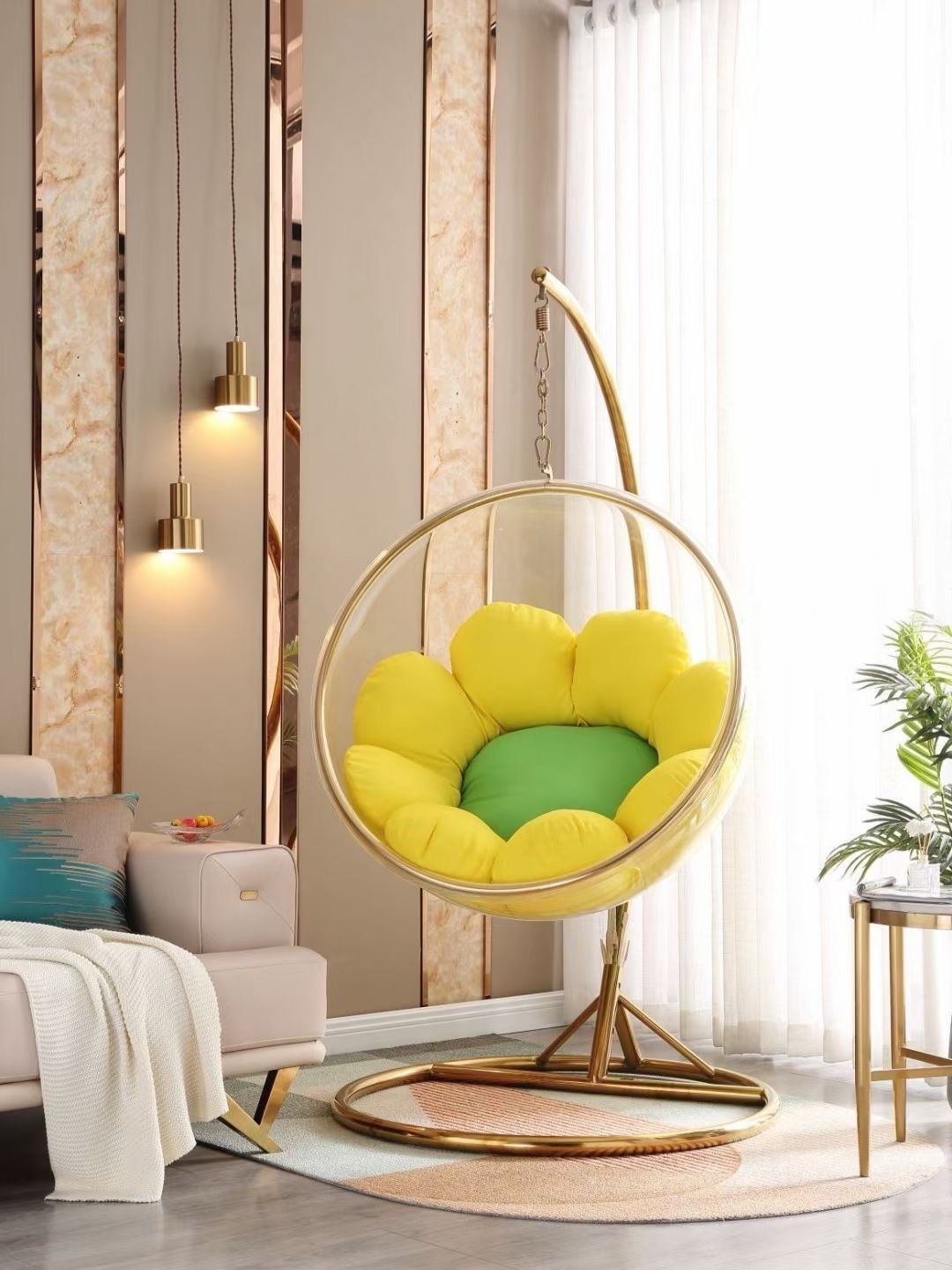 High Quality Lazy Space Bubble Chair Balcony Egg Hanging Swing Chair Acrylic Transparent Swing Chair For Living Room