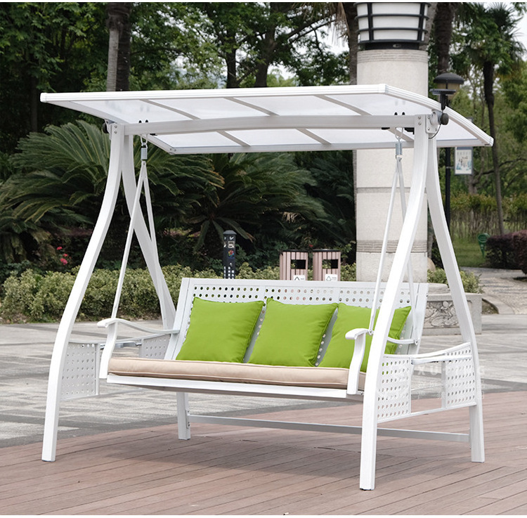 3-Seat Outdoor Patio Swings garden swing rocking Rattan autumn chair with Adjustable Canopy