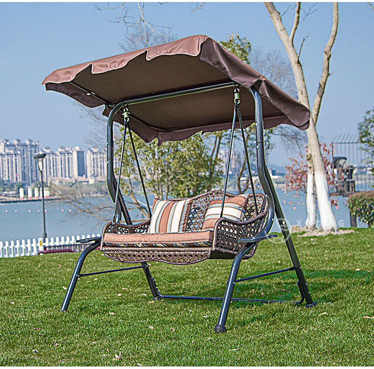 Patio Leisure Outdoor Furniture canopy Swing Chair Metal Three People Hanging Garden Patio Swing Chair for adult