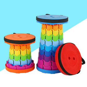 hot selling high quality telescoping adjustable retractable folding portable rainbow step garden seat stool With Cushion