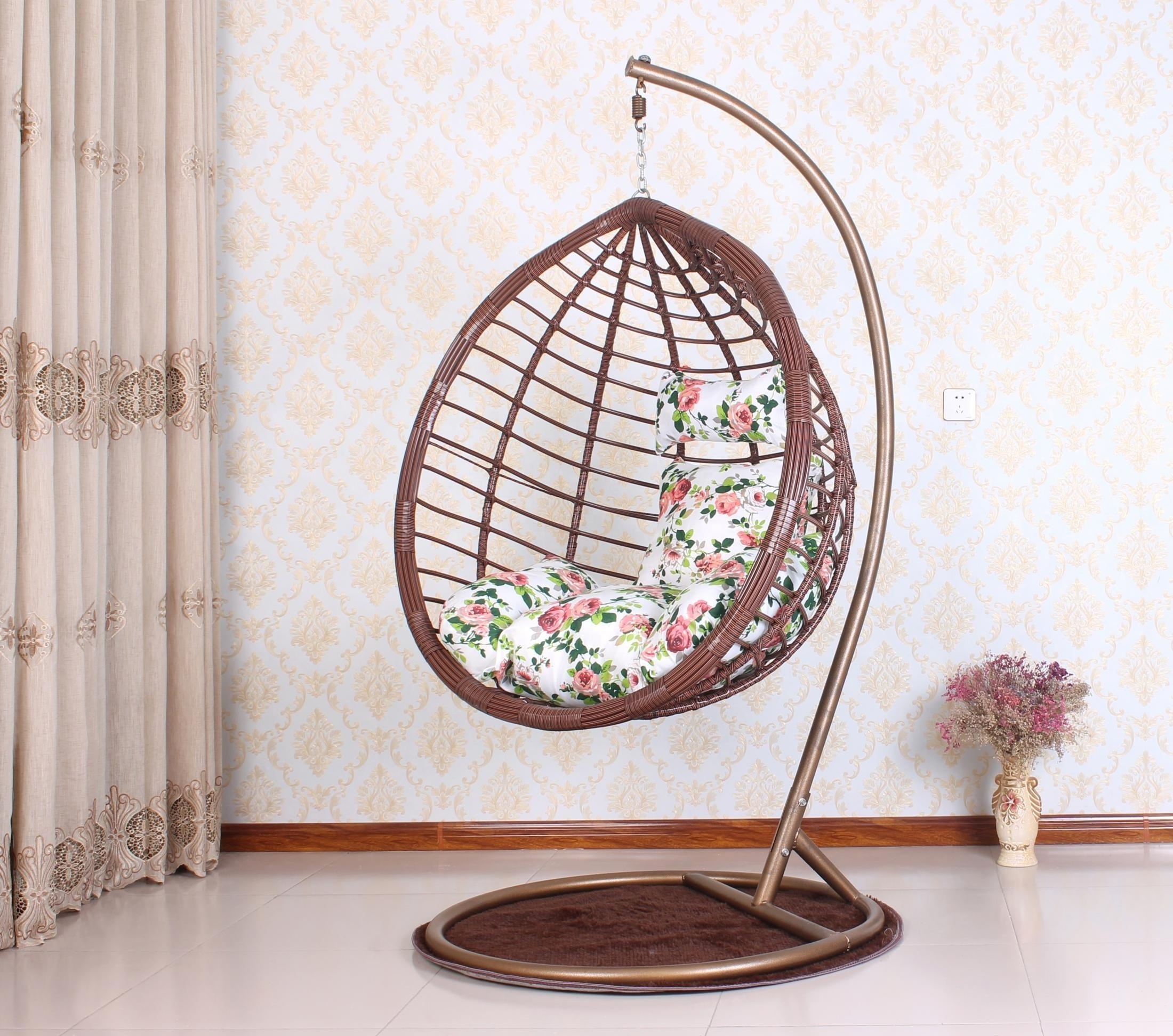 Garden Furniture sillas colgantes Rattan Outdoor Patio Balcony Egg Shaped Nest Basket Adult Hanging Swing Chair with Stand