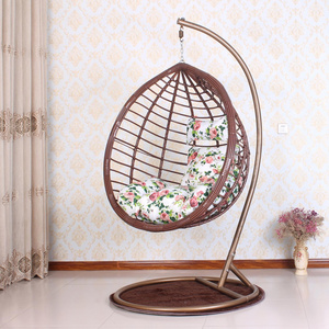 Garden Furniture sillas colgantes Rattan Outdoor Patio Balcony Egg Shaped Nest Basket Adult Hanging Swing Chair with Stand