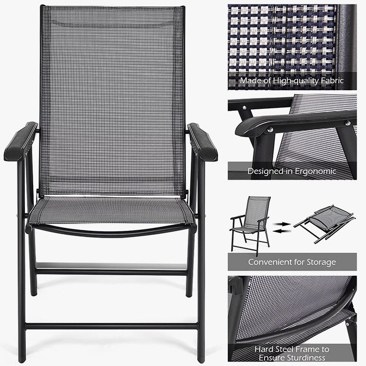 Patio Folding Chairs Portable Garden Dining Chair for Outdoor  Camping Portable Outside Chair with Armrest Deck Lawn Camping