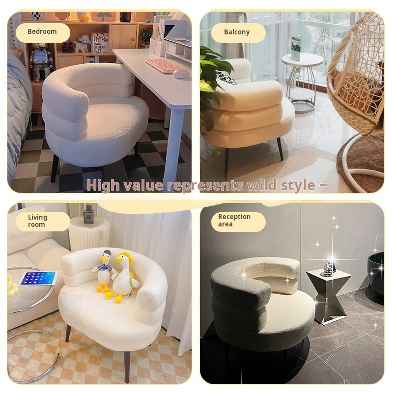 chair modern design teddy fabric shearling boucle white sofa leisure couch side chair for living room furniture