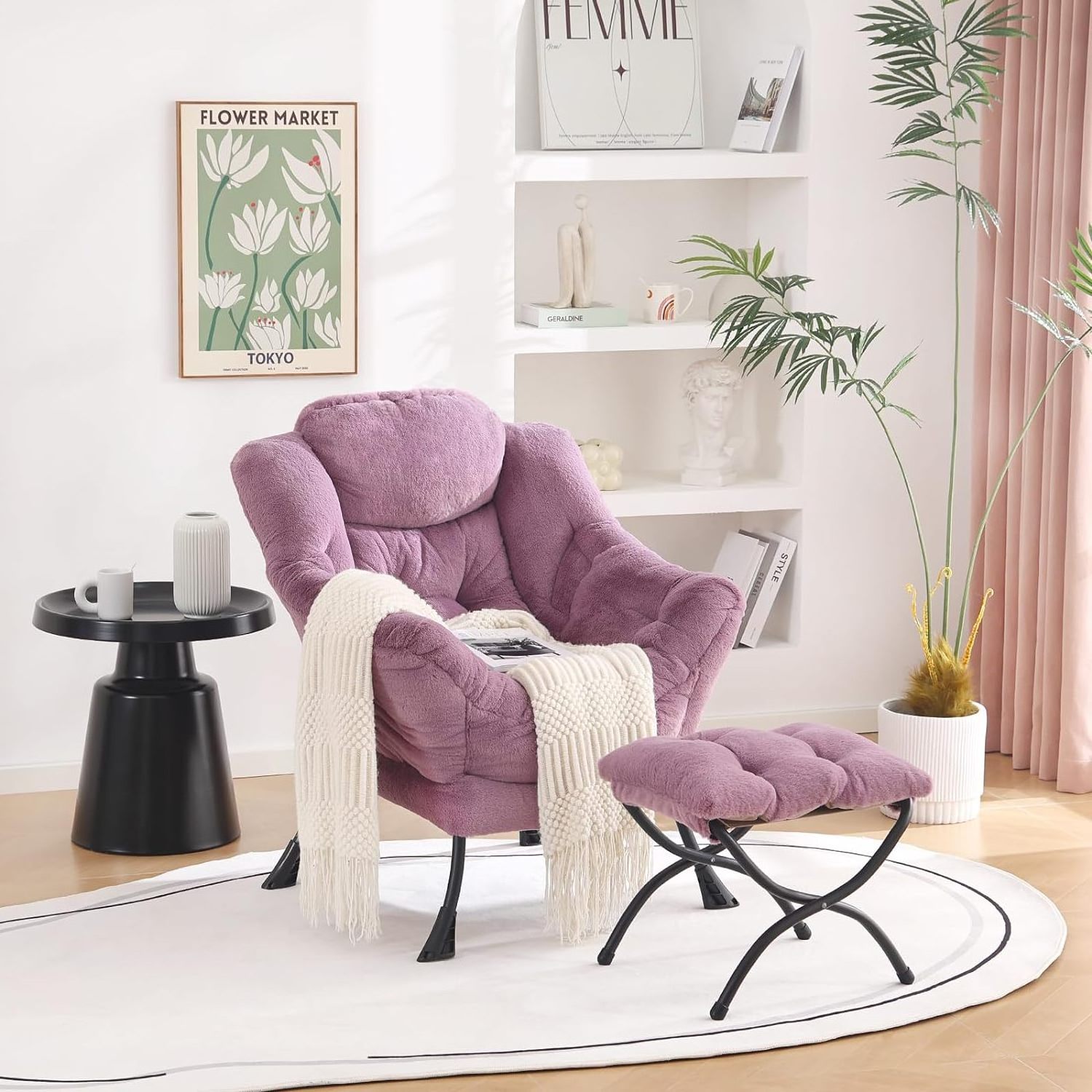 2023 Modern design lazy chair for reading drinking tea playing games living room Velvet Fabric Lazy Reclining Chair