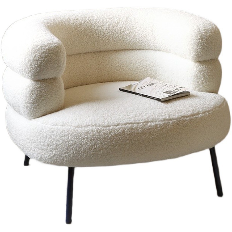 chair modern design teddy fabric shearling boucle white sofa leisure couch side chair for living room furniture