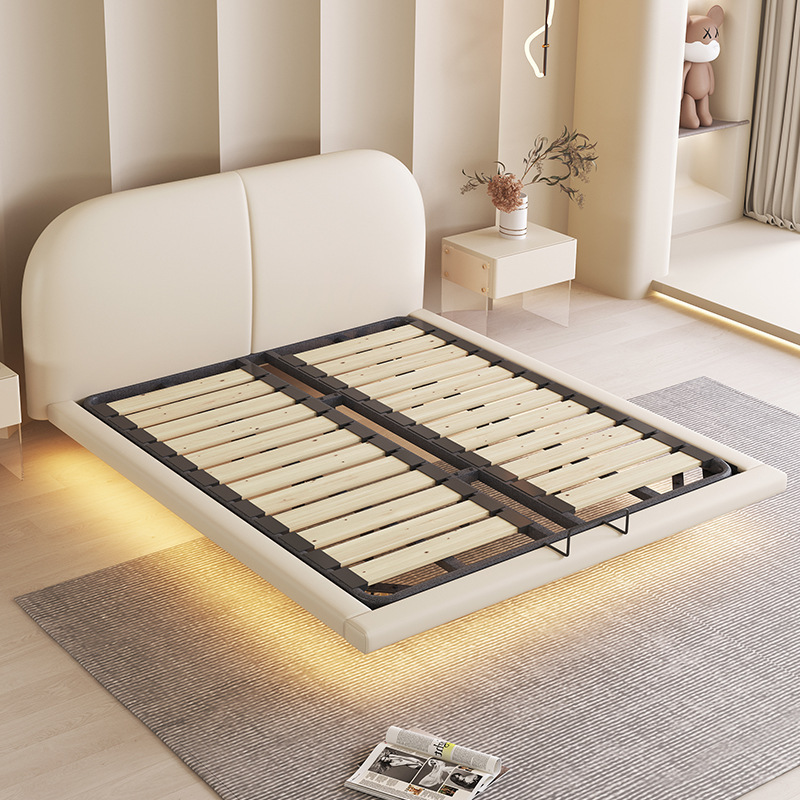 Luxury Premium Bedroom Furniture Hotel mattress wooden sleep bed frame base with light headboard