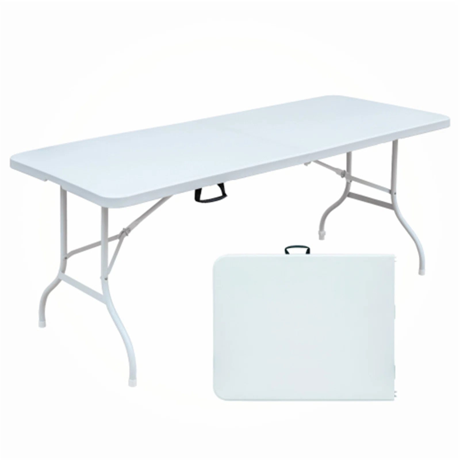 portable outdoor furniture 6ft foldable garden table white plastic  rectangular dinning camping folding table for events