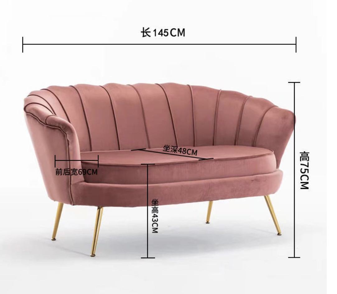 Wholesale Nordic Modern Luxury Furniture Fabric Velvet Gold Metal Single Sofa Leisure Living Room Chair