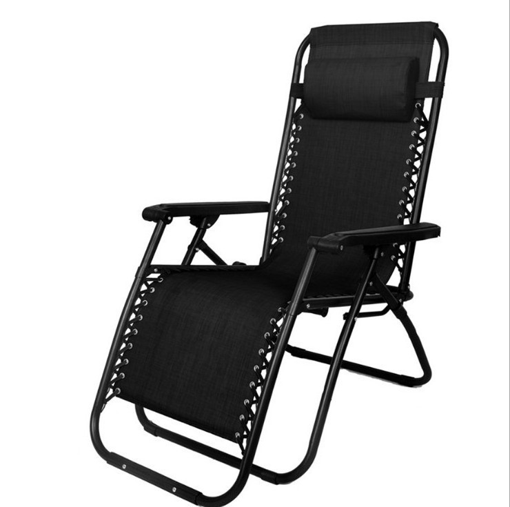 Grey Zero Gravity Patio Folding Sunbathing lounge chair with Headrest for Poolside Beach Porch Yard