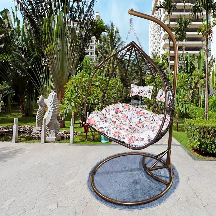 double Seater waterproof outdoor balcony swing hanging chair woven rattan egg Patio chair