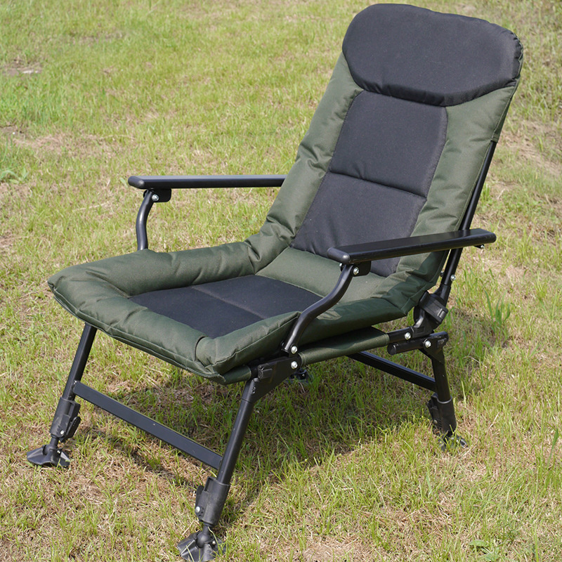 Factory Direct Sale Green Soft Folding Fishing Chair Carp Fishing Outdoor Picnic Beach Lounge Chair