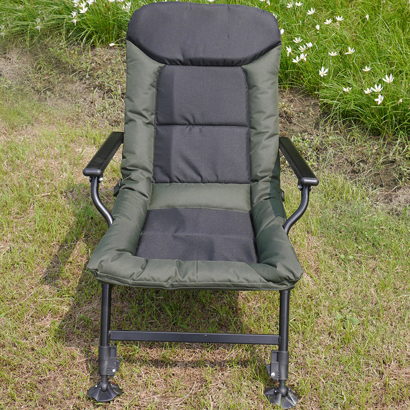 Factory Direct Sale Green Soft Folding Fishing Chair Carp Fishing Outdoor Picnic Beach Lounge Chair