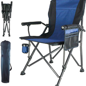 Outdoor Large Sized Collapsible Folding Camping Beach Chairs for Adults with Steel Frame Cup Holder and 3 Side Pocket