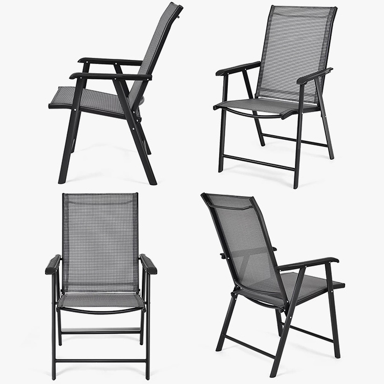 Patio Folding Chairs Portable Garden Dining Chair for Outdoor  Camping Portable Outside Chair with Armrest Deck Lawn Camping