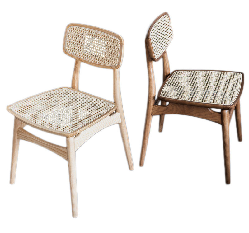 wholesale restaurant furniture wood rattan Back upholstered coffee cane woven dining chair