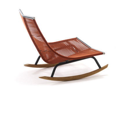 rattan solid wood cushioned outdoor rocking chair with footrest contemporary luxury garden lounge chaise chair