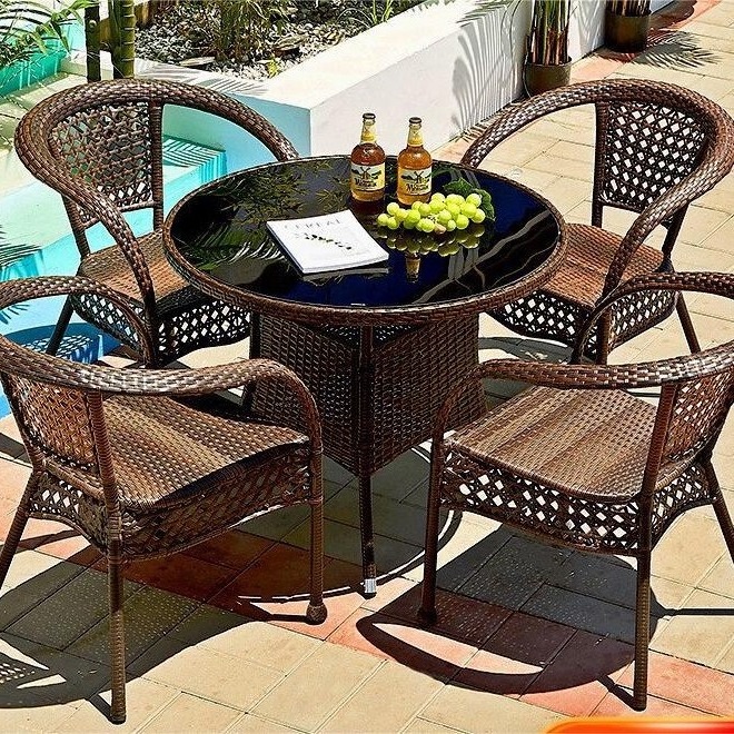 High Quality Outdoor Garden Furniture Metal Frame Modern Balcony Leisure Pe Rattan Wicker Patio Table And Chair Dining Set