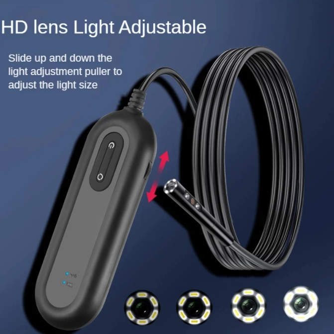 Dual Lens WIFI Hard Wire APP Endoscope Camera Flexible Surveillance Borescope for Pipeline Car Engine Inspection Camera