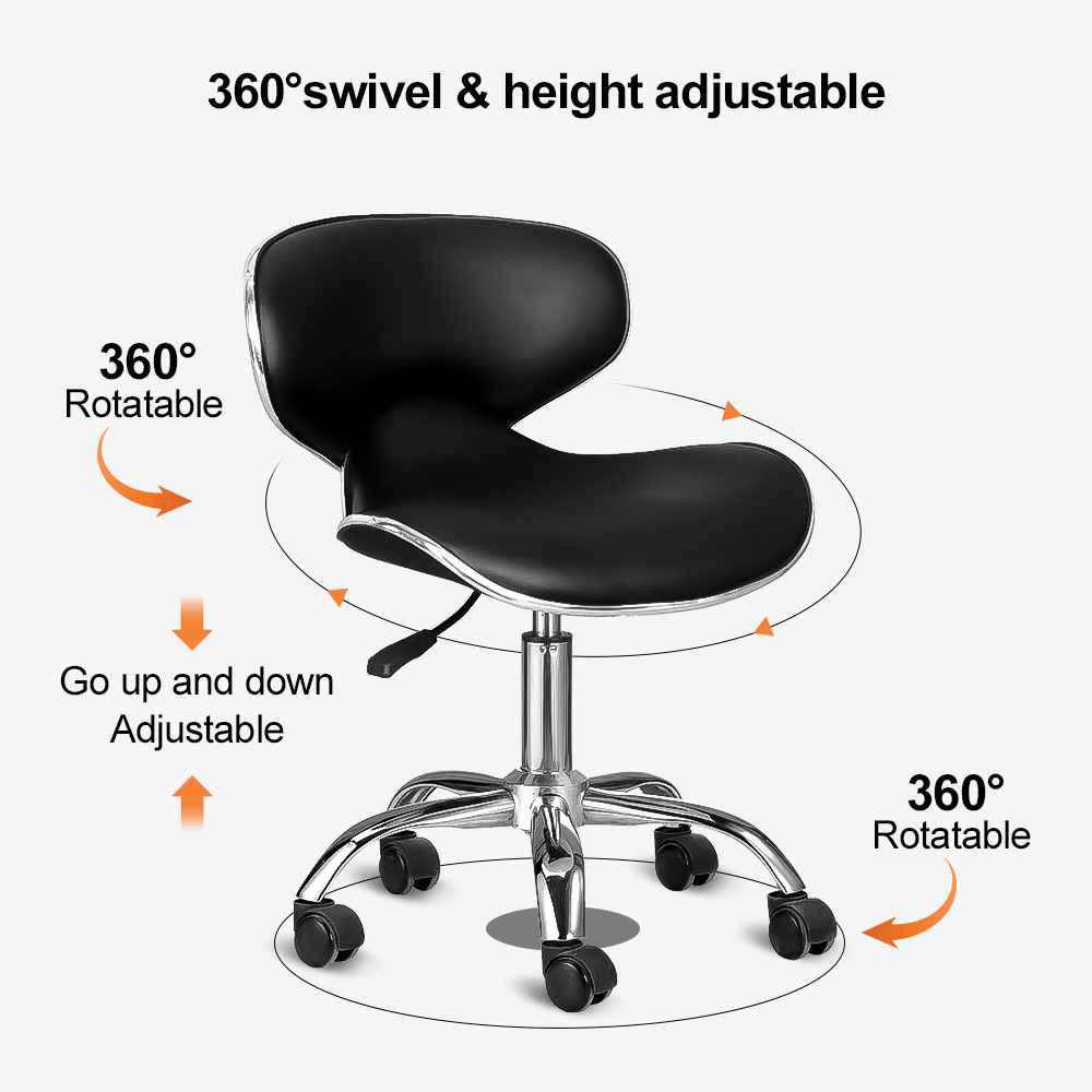 New Design Adjustable Hydraulic Rolling Swivel Black Portable Pedicure Nail Stool Chair For Nails Tech