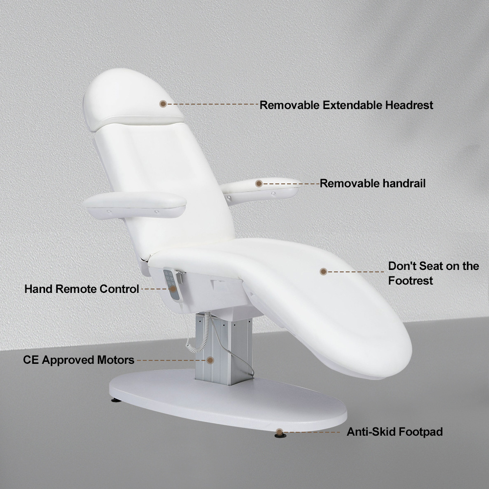 Factory Supply Luxury Adjustable White Hydraulic Electric Facial Bed Beauty Chair Beauty Salon Furniture