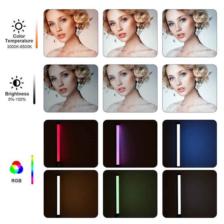 2022 20W Handheld RGB Colorful Light Wand LED Photography Light with Multiple Special Lighting Effects Carrying Bag