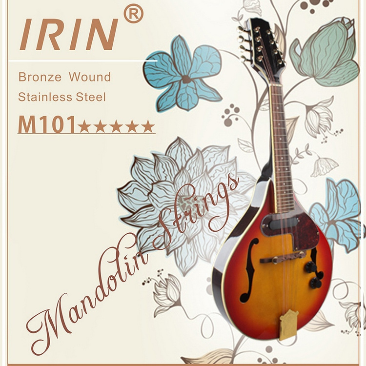 IRIN M101 Full Set Mandolin Strings Bronze Wound Stainless Steel Silver & Gloden Color (.010-.034)  Instrument Strings