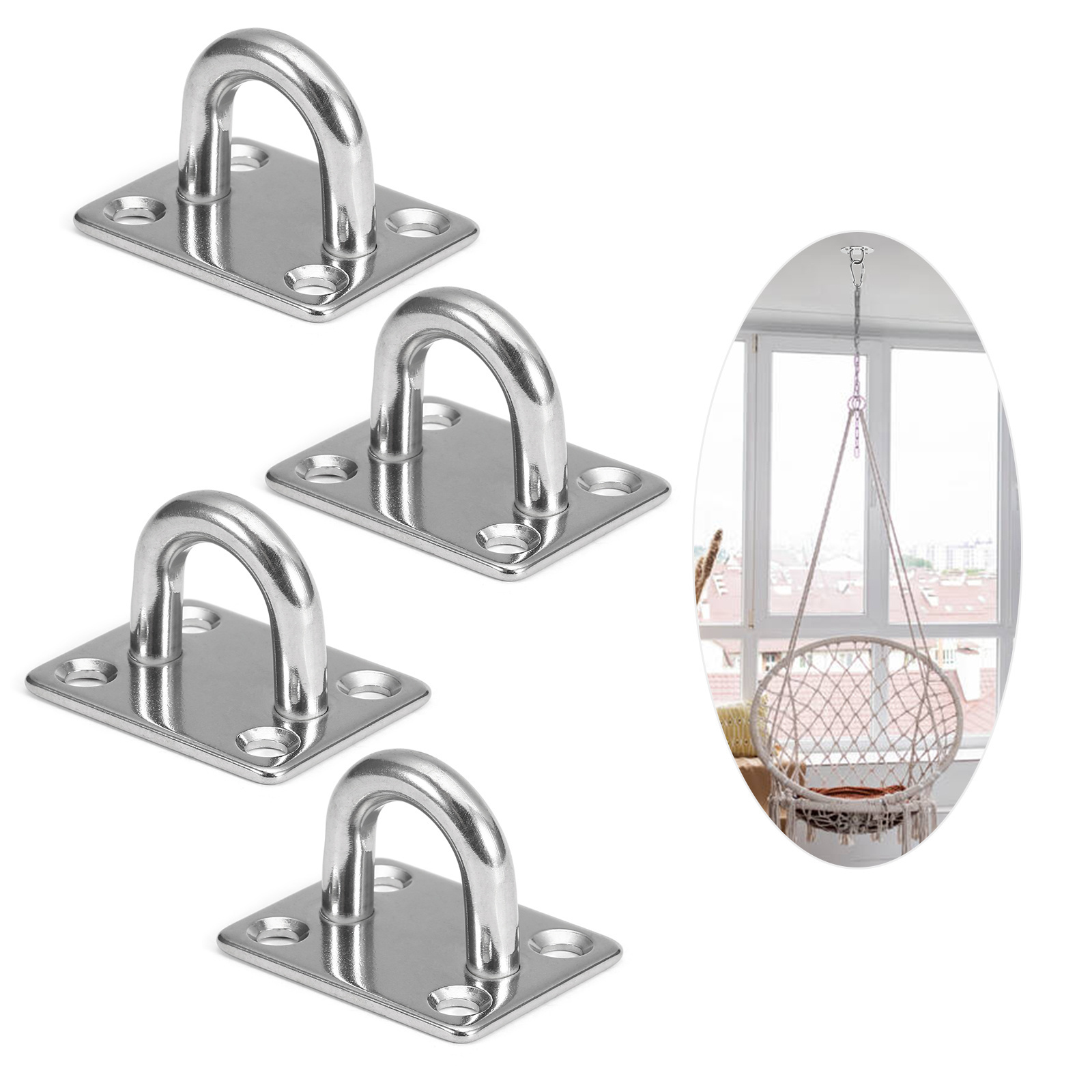 4 pcs Pad Eye Plates Marine Hardware Multifunctional Wall Mount Hook Loops