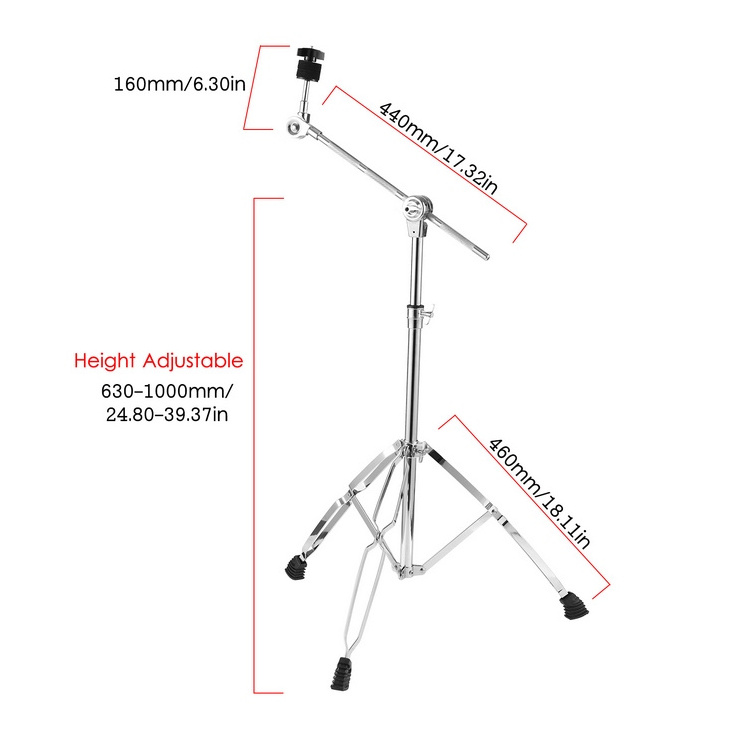 Cymbal Stand Straight Cymbal Stand Double Braced Legs Height & Angle Adjustable Drum-kit Cymbal Support Rack