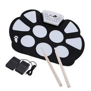 Portable Electronic Drum Pad Kit Silicon Foldable with Stick