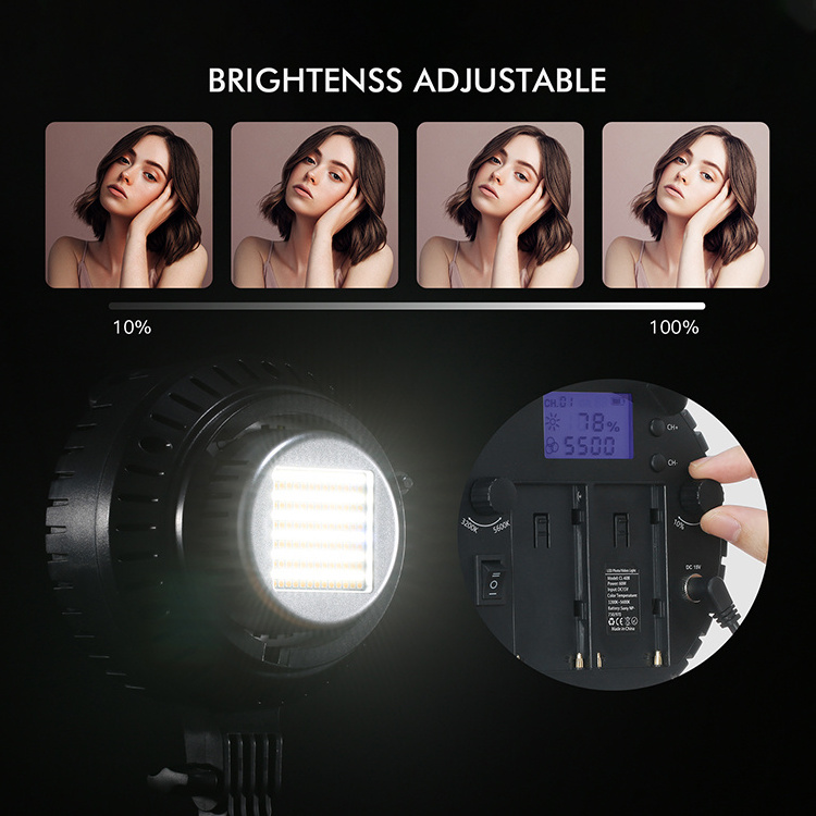 2022 60W Professional TV Studio Lighting Equipment LED Video Lights Photography Light for Outdoor Portrait Video Recording