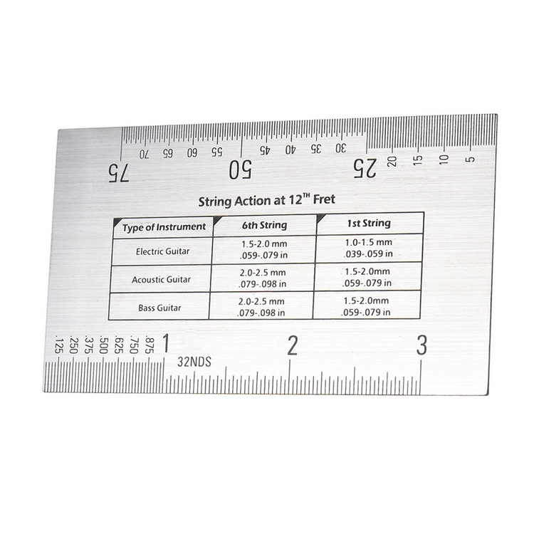 Baroque String Action Ruler Gauge Tool in/mm String Action Ruler for Guitar Bass Mandolin Banjo