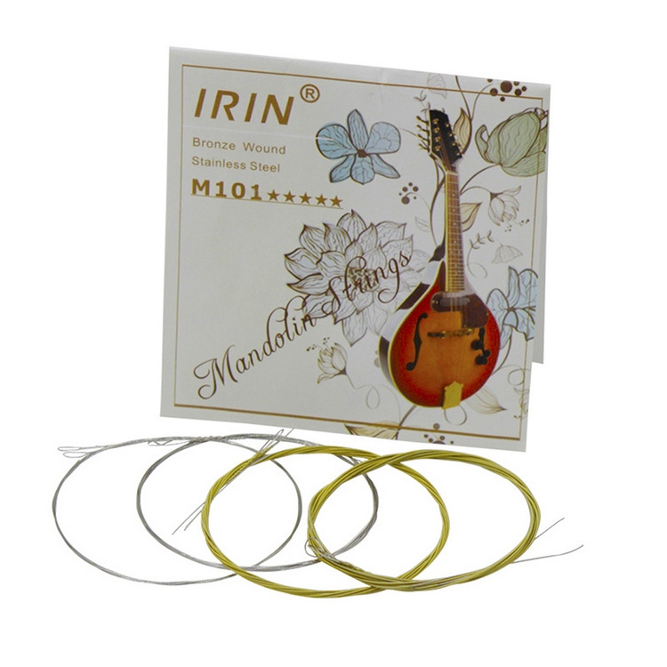 IRIN M101 Full Set Mandolin Strings Bronze Wound Stainless Steel Silver & Gloden Color (.010-.034)  Instrument Strings