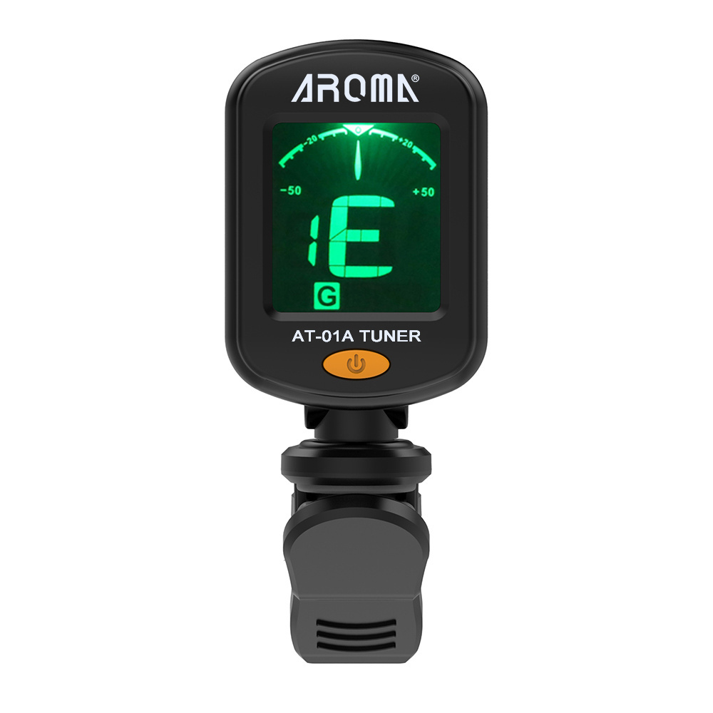 AROMA AT-01A Rotatable Clip-on Tuner LCD Display for Chromatic Guitar Bass Ukulele Violin