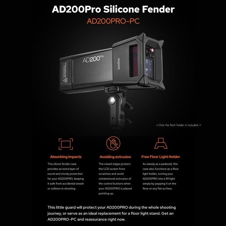 AD200Pro-PC Flash Holder Protective Impact-Resistant Light Holder Replacement for Godox AD 200Pro