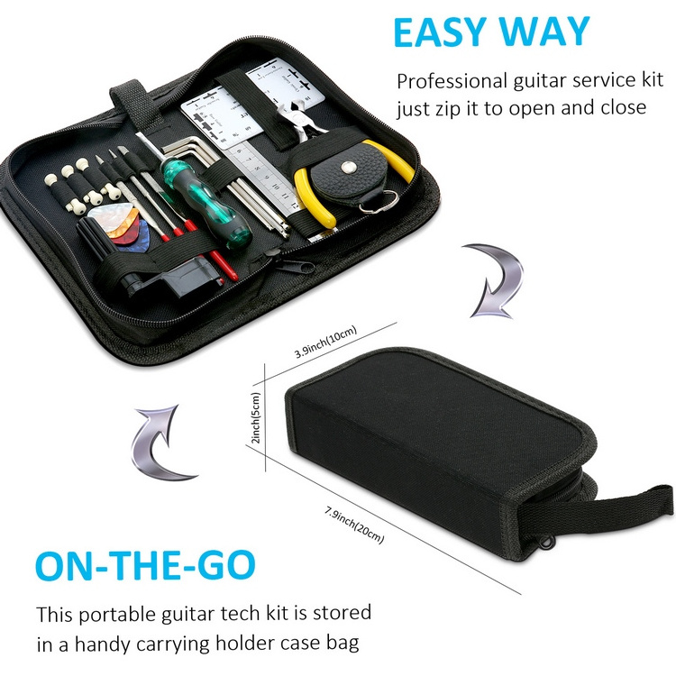 Guitar Repairing Maintenance Cleaning Tool Kit Includes String Action Ruler & Gauge Measuring Tool Repairing Kit