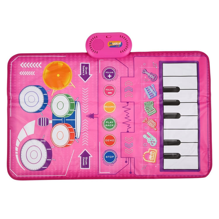 Musical Mat Piano Keyboard & Drum Mat with 2 Sticks Musical Play Mat Volume Adjustable Baby Learning Toys Toddler Toys