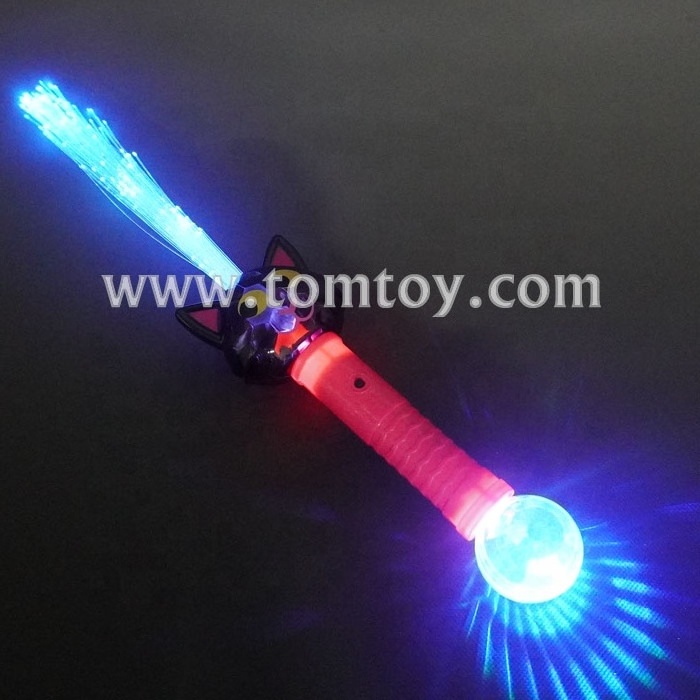 Unisex LED Glowing Cat Fiber Optic Wand with Prism Ball for Party Decoration and Promotions