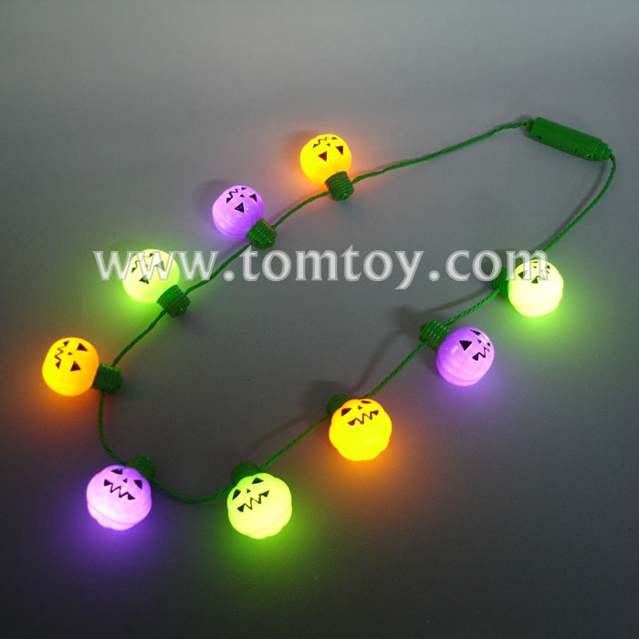 Neon Color LED Light Up Pumpkin Necklace for Halloween