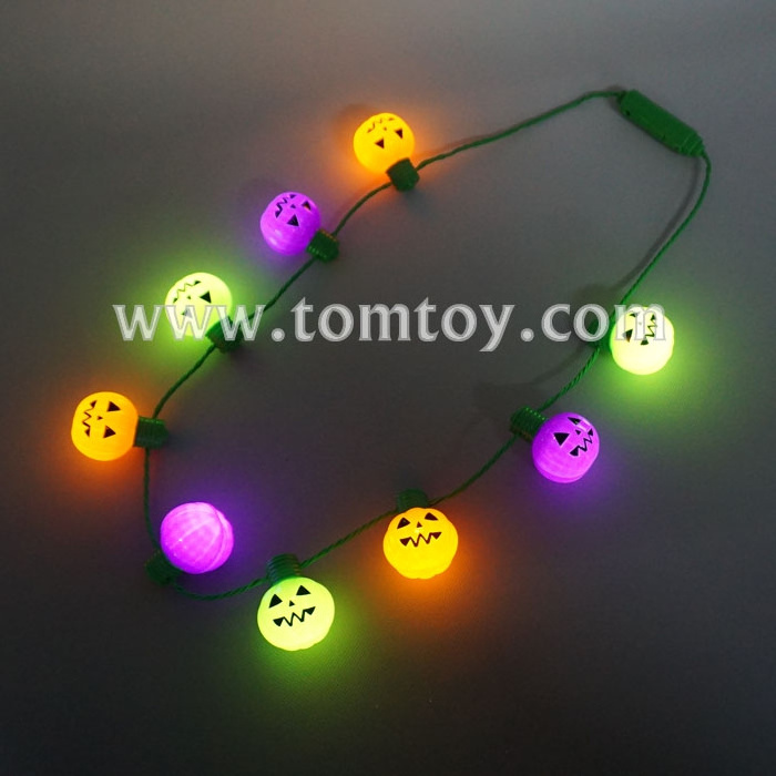 Neon Color LED Light Up Pumpkin Necklace for Halloween