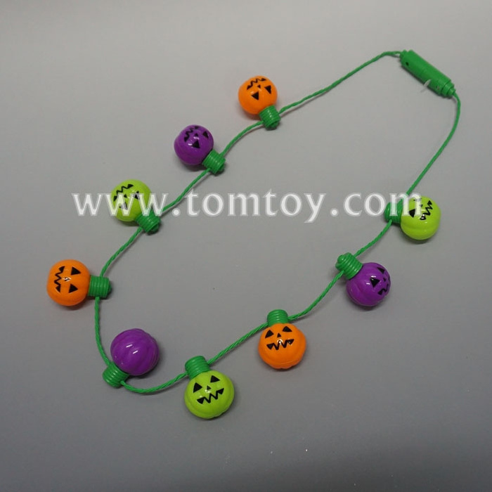 Neon Color LED Light Up Pumpkin Necklace for Halloween