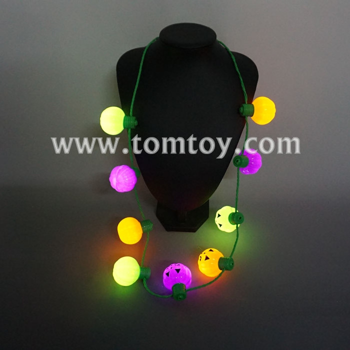 Neon Color LED Light Up Pumpkin Necklace for Halloween